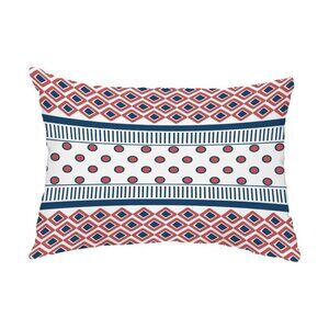 WORLD MENAGERIE Prunty Outdoor Patio Lumbar Red Blue Accent Pillow NWT NEW